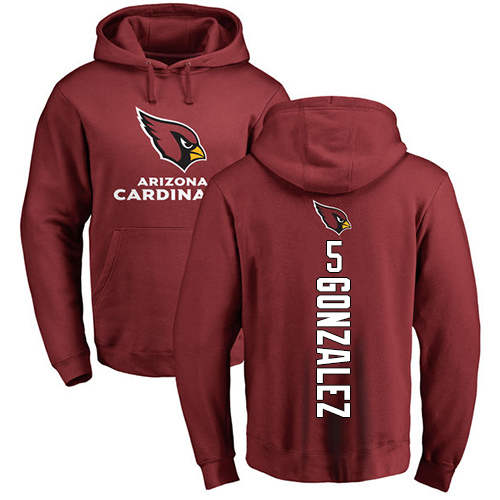 Arizona Cardinals Men Maroon Zane Gonzalez Backer NFL Football #5 Pullover Hoodie Sweatshirts